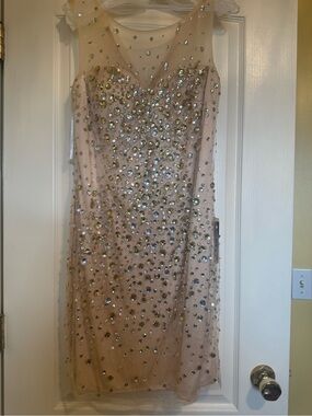 Lara Design Nude Embellished Cocktail Dress Size 16 NWT